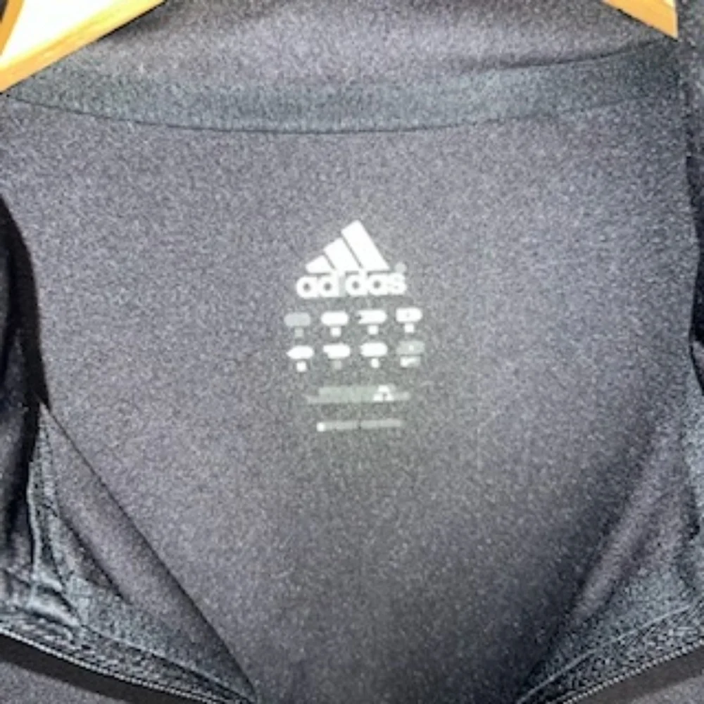 Adidas Three Stripe Black Pullover Quarter Zip Track Jacket Size Medium